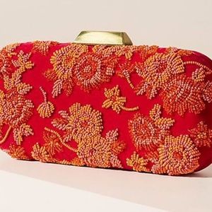 Anthropologie Colleen Embroidered Velvet Clutch